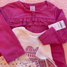 Комплект трійка для дівчинки Carter’s з кофтою, штанами і боді.